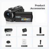 Camera Accessories: 1080P 24MP Digital Camera with 3.0" LCD