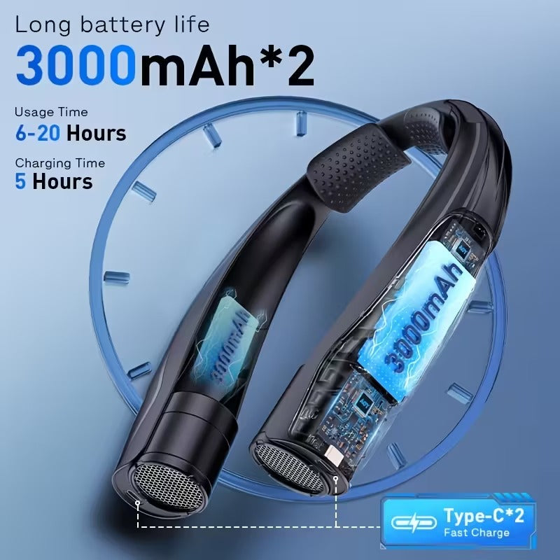 Neck Fan Portable USB 6000mAh 6-Speed Cooling