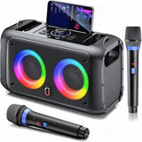 Audio Speakers: Portable Karaoke Speaker with 2 Wireless Microphones