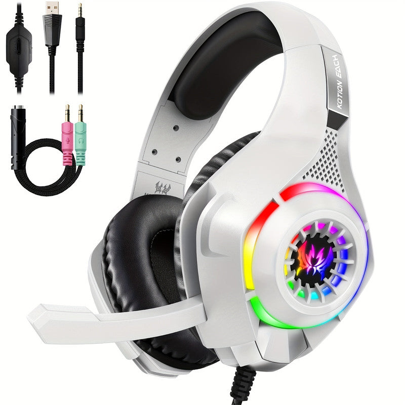 Over Ear Headphones: Gaming Headset with Mic & LED Lights