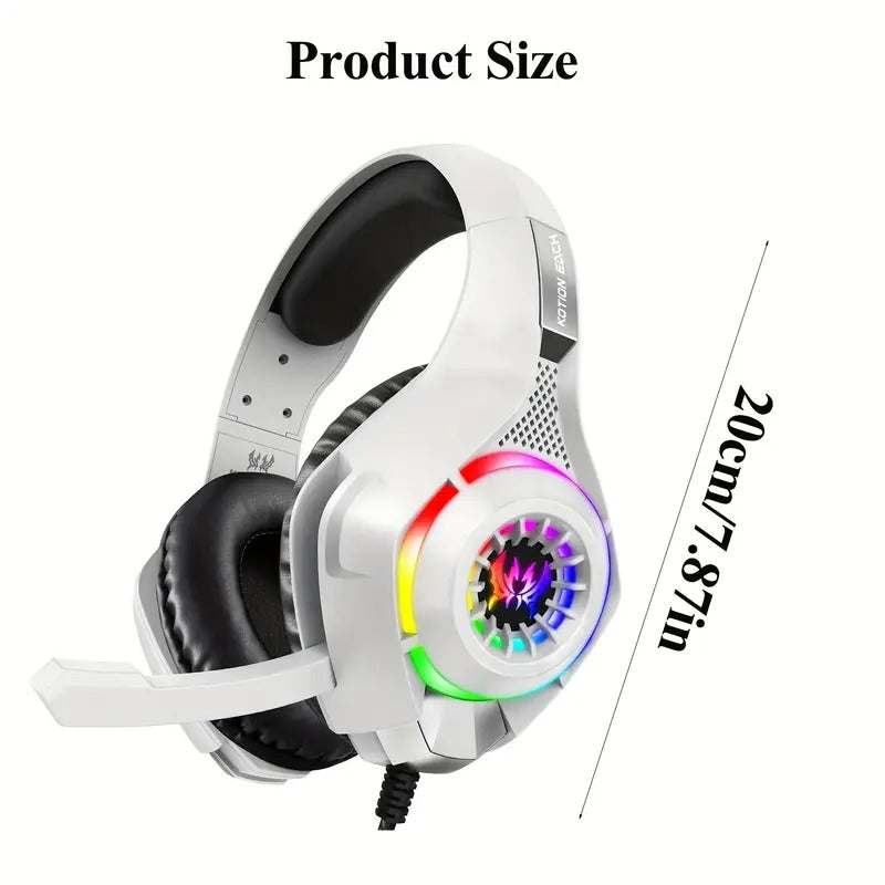 Over Ear Headphones: Gaming Headset with Mic & LED Lights