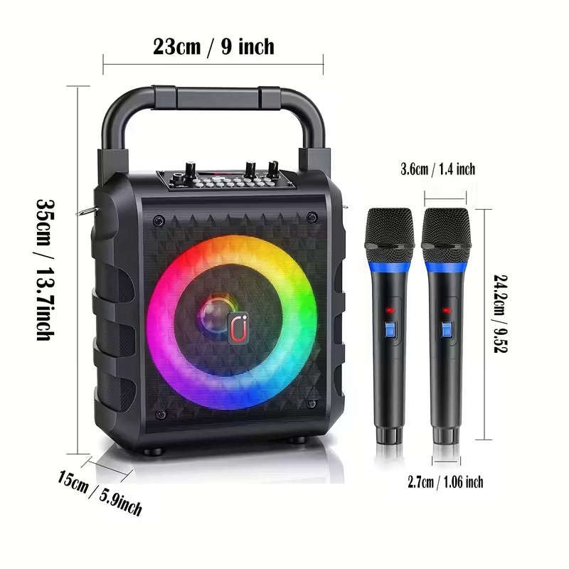 20W Portable Karaoke Speaker with Dual Wireless Mics