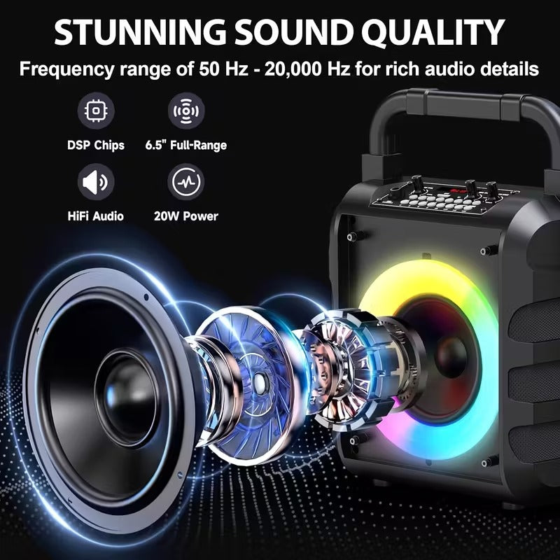 20W Portable Karaoke Speaker with Dual Wireless Mics