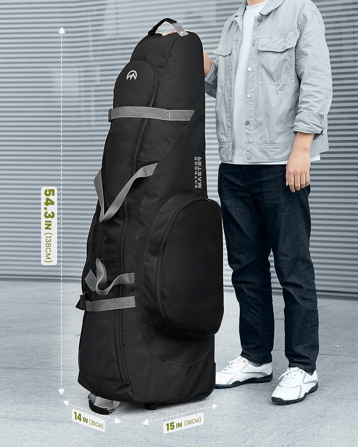 Golf Accessories: OutdoorMaster Padded Golf Club Travel Bag with Wheels, 900D Heavy Duty Oxford Waterproof -Alligators-Black