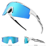 Bicycle Parts: OutdoorMaster Hawk II Polarized Sports Sunglasses for Men Women, TAC 100% UV400 Protection TR90 Frame Cycling Sunglasses, Baseball Running Fishing Golf Glasses-White Frame+revo Blue Cat.3