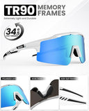 Bicycle Parts: OutdoorMaster Hawk II Polarized Sports Sunglasses for Men Women, TAC 100% UV400 Protection TR90 Frame Cycling Sunglasses, Baseball Running Fishing Golf Glasses-White Frame+revo Blue Cat.3