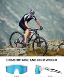 Bicycle Parts: OutdoorMaster Hawk II Polarized Sports Sunglasses for Men Women, TAC 100% UV400 Protection TR90 Frame Cycling Sunglasses, Baseball Running Fishing Golf Glasses-White Frame+revo Blue Cat.3