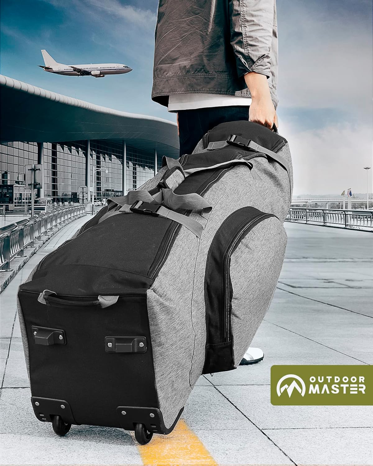 Golf Accessories: OutdoorMaster Padded Golf Club Travel Bag with Wheels, 900D Heavy Duty Oxford Waterproof -Alligators-Gray
