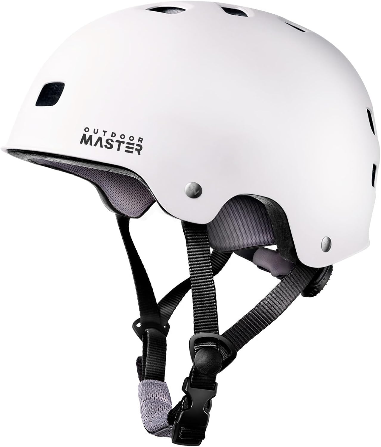 OutdoorMaster Skateboard Bike Helmet for Adults &Youth - Multi-Sport Certified Impact Resistant with 2 Removable Liners & Ventilation for Scooter, Skating-White-Large