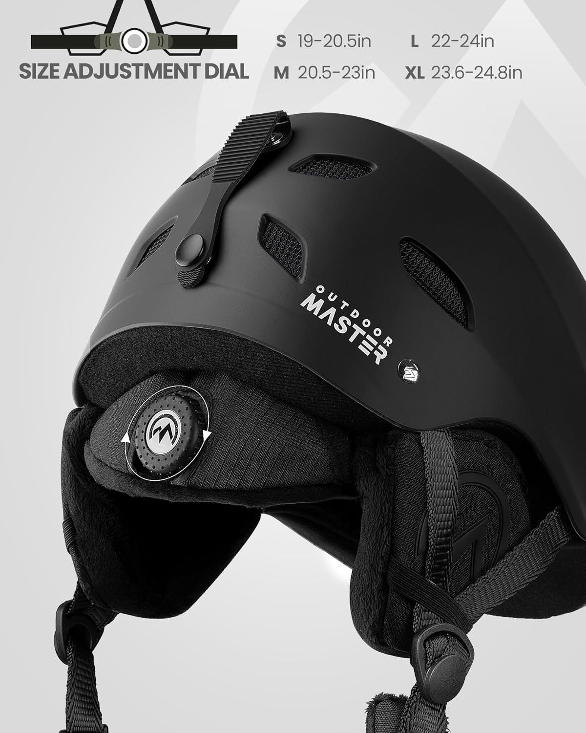 OutdoorMaster Kelvin Ski Helmet - with ASTM Certified Safety, 9 Options - for Men, Women & Youth-Black,Small