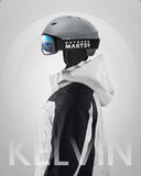 OutdoorMaster Kelvin Ski Helmet - with ASTM Certified Safety, 9 Options - for Men, Women & Youth-Grey,Medium