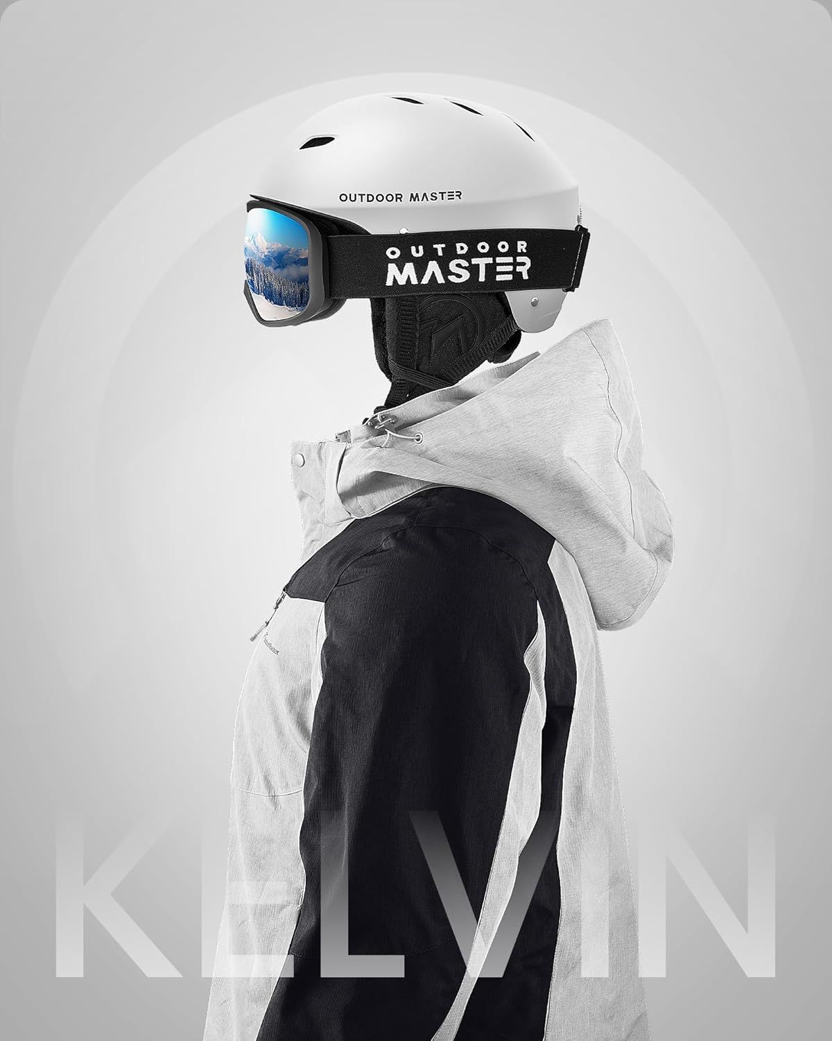 OutdoorMaster Kelvin Ski Helmet - with ASTM Certified Safety, 9 Options - for Men, Women & Youth-White,Large