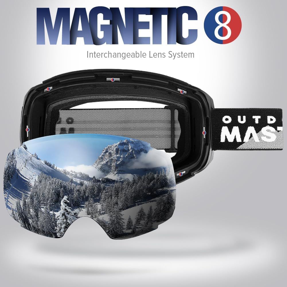 OutdoorMaster Ski Goggles PRO - Frameless, Interchangeable Lens 100% UV400 Protection Snow Goggles for Men & Women-01 VLT 10ï¼…-OM-2