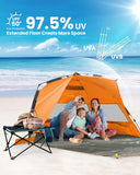 Tents: OutdoorMaster Pop Up 3-4 Person Beach Tent X-Large - Easy Setup, Portable Beach Shade Canopy Folding Sun Shelter with UPF 50+ UV Protection Removable Skylight Family Size (Orange)