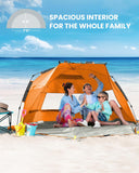 Tents: OutdoorMaster Pop Up 3-4 Person Beach Tent X-Large - Easy Setup, Portable Beach Shade Canopy Folding Sun Shelter with UPF 50+ UV Protection Removable Skylight Family Size (Orange)