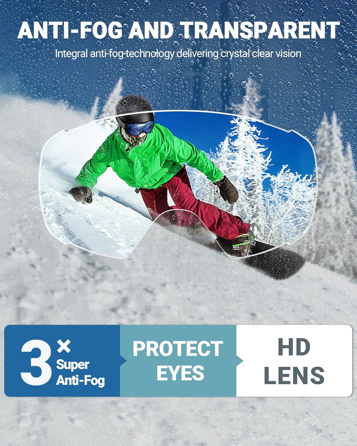Skiing & Accessories: OutdoorMaster Ski Goggles with Cover Snowboard Snow Goggles OTG Anti-Fog -100% UV Protection-OM-18