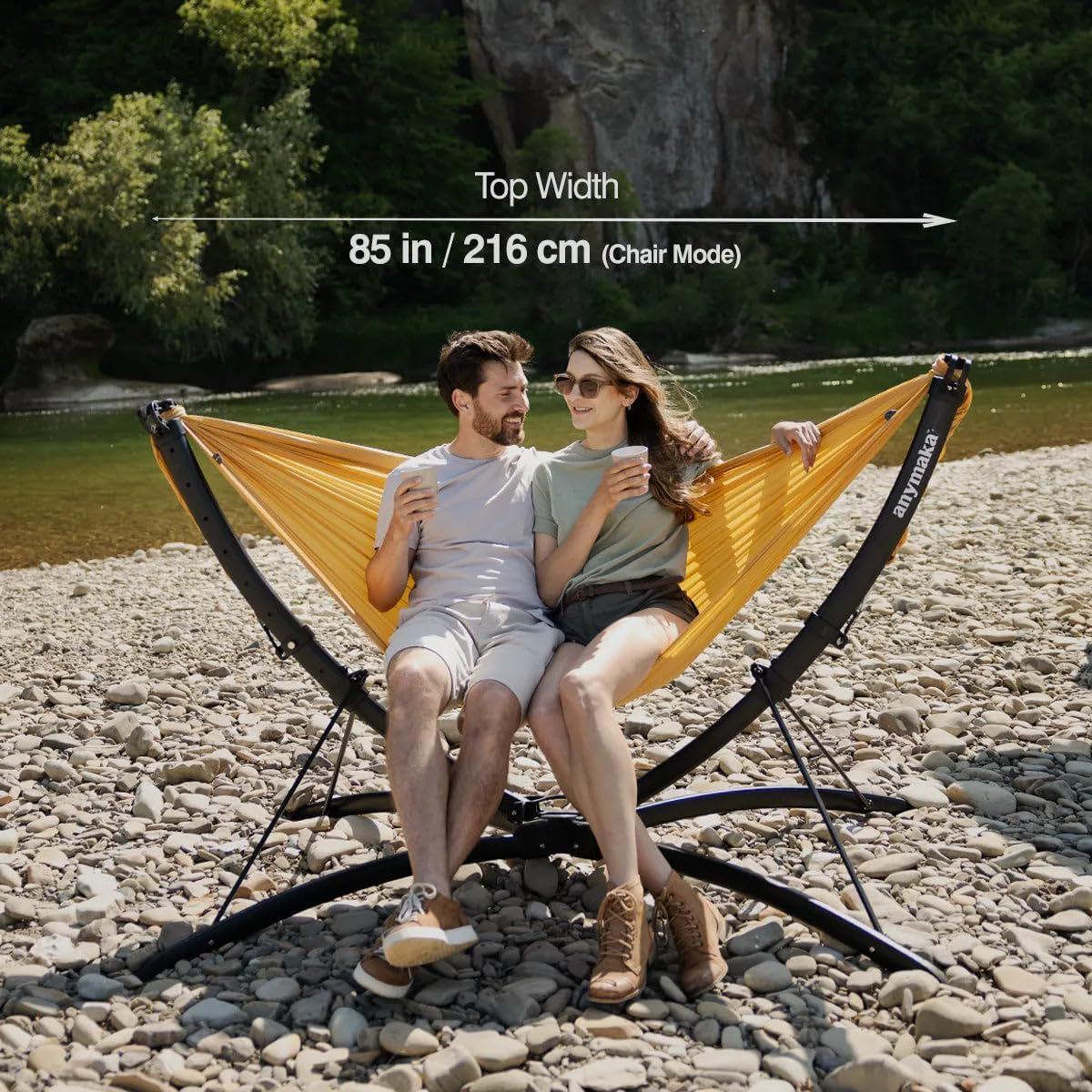 anymaka Set Up in 3 Seconds Adjustable Portable Aluminum Alloy Hammock Stand for Outside with Chair Mode & Lounge Mode up to 105'' (Hammmock Set Bundle Forest Green-1)