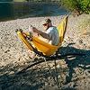 anymaka Set Up in 3 Seconds Adjustable Portable Aluminum Alloy Hammock Stand for Outside with Chair Mode & Lounge Mode up to 105'' (Hammock Set Bundle Yellow)
