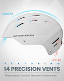 OutdoorMaster Kelvin II Ski Snow Sport Helmet | Adjustable Dial Fit Snowboard Helmet for Men Women & Youth,ASTM Certified,14 Vents-Matte White-L