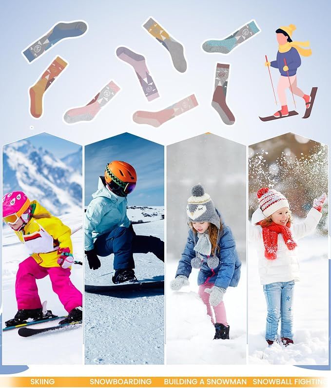 OutdoorMaster Merino Wool Ski Socks for Kids Boys & Girls Thermal Winter Warm Snowboarding Cold Weather-2 Pack,Small
