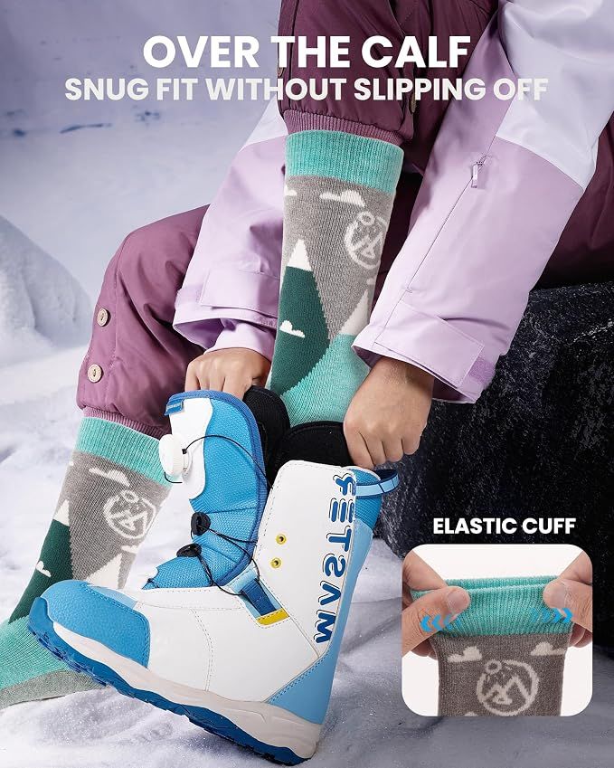OutdoorMaster Merino Wool Ski Socks for Kids Boys & Girls Thermal Winter Warm Snowboarding Cold Weather-3 pack,Medium
