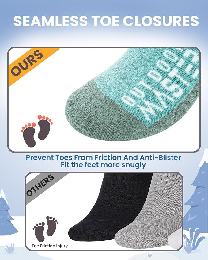OutdoorMaster Merino Wool Ski Socks for Kids Boys & Girls Thermal Winter Warm Snowboarding Cold Weather-3 pack,Medium