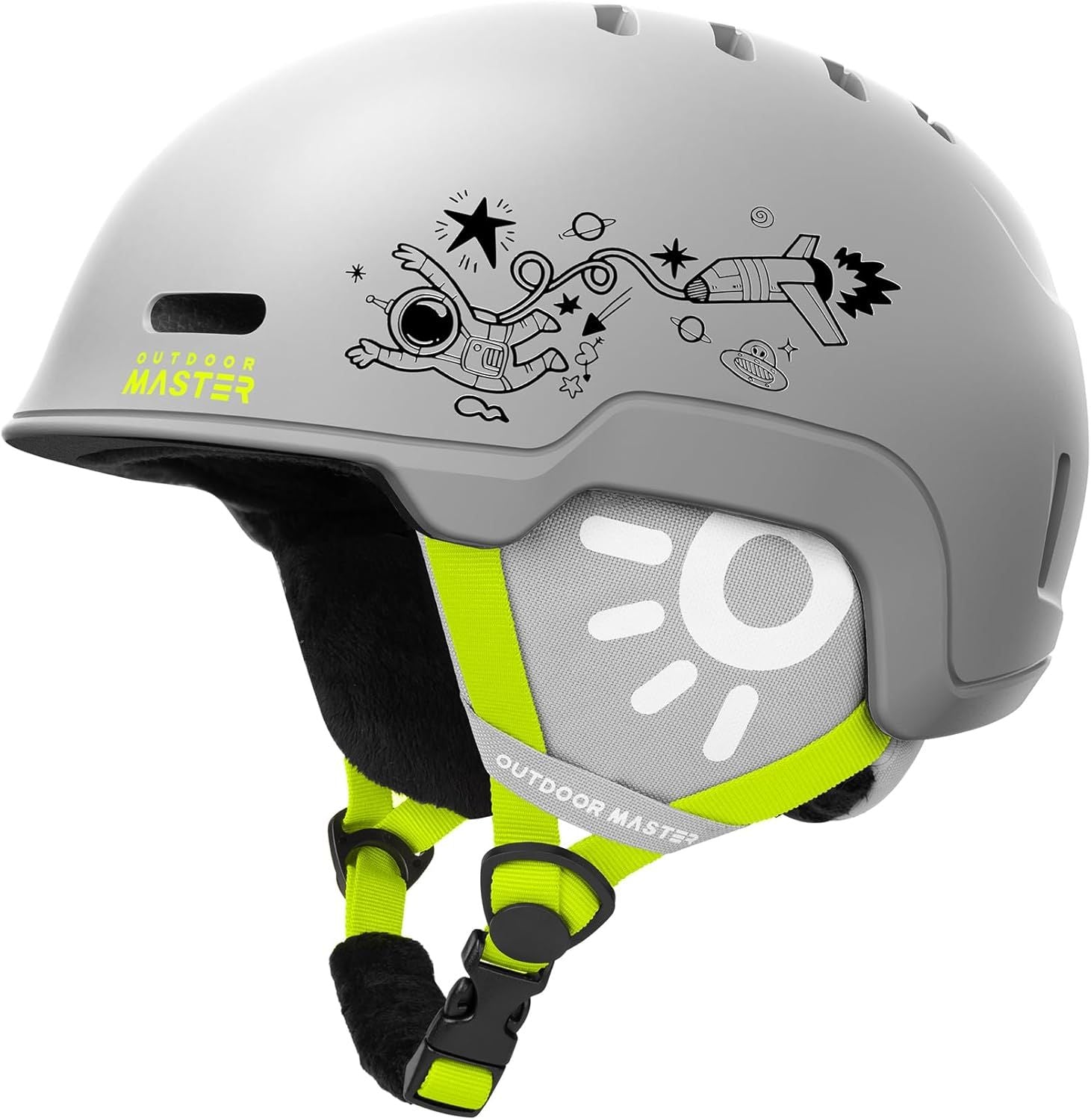 OutdoorMaster Children's Ski Helmet, Snowboard Helmet for Boys & Girls, Robust PC Shell & EPS Foam, 12 Ventilation Holes, Adjustable Snow Sports Helmet, Certified Snow Sports and Snowboard Helmet-Matte Grey,48-52cm X-Small