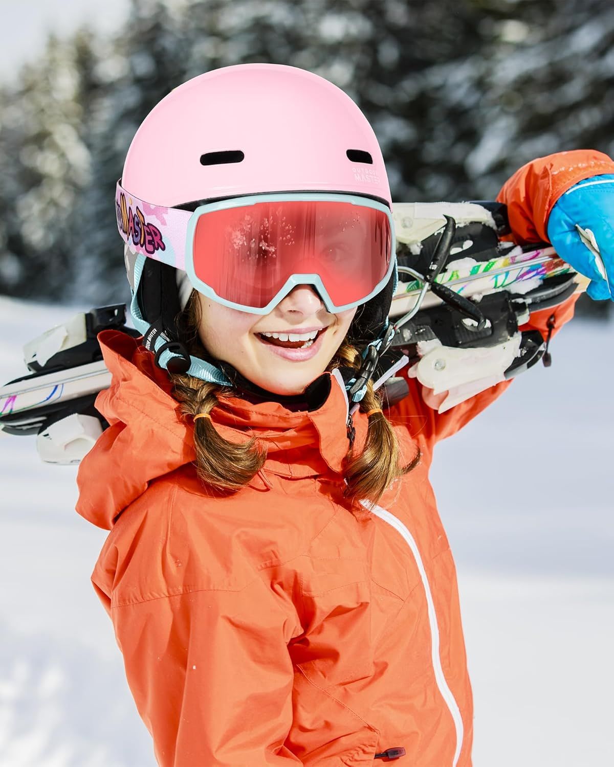 OutdoorMaster Children's Ski Helmet, Snowboard Helmet for Boys & Girls, Robust PC Shell & EPS Foam, 12 Ventilation Holes, Adjustable Snow Sports Helmet, Certified Snow Sports and Snowboard Helmet-Glossy Pink,52-56cm Small