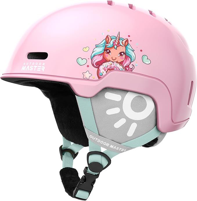OutdoorMaster Children's Ski Helmet, Snowboard Helmet for Boys & Girls, Robust PC Shell & EPS Foam, 12 Ventilation Holes, Adjustable Snow Sports Helmet, Certified Snow Sports and Snowboard Helmet-Glossy Pink,48-52cm X-Small