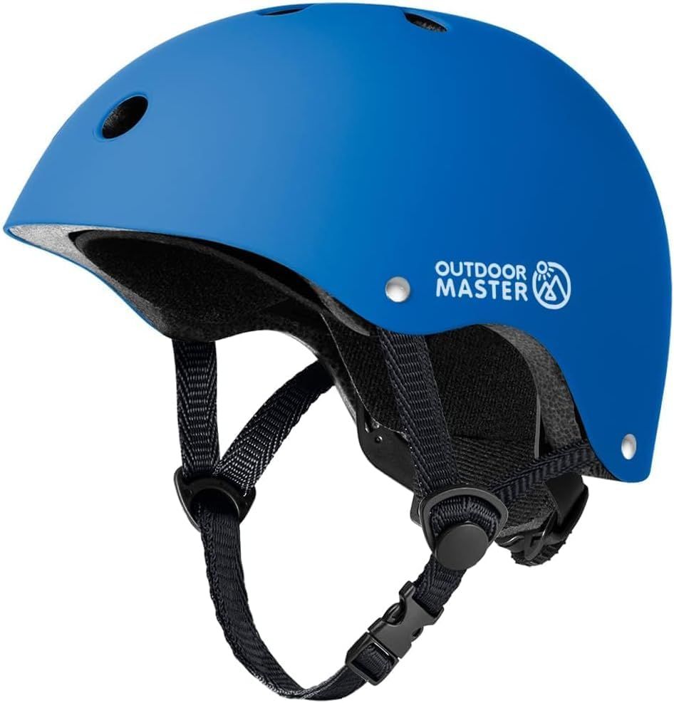 OutdoorMaster Youth & Kids Bike Helmet - Adjustable Multi-Sports Skateboard Helmet with Removable Liners for Balance Bike, Toddler Scooter, One Wheel Hoverboard-Blue-S