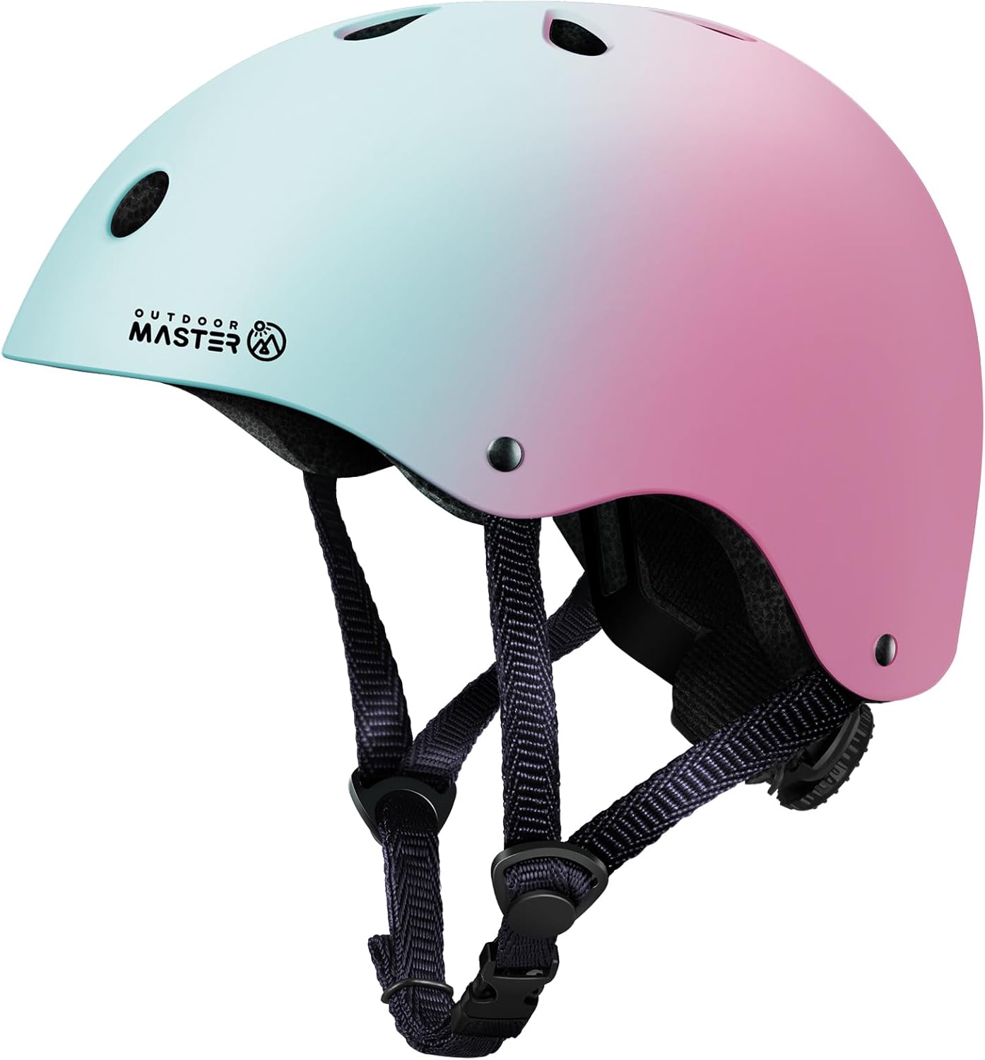 OutdoorMaster Youth & Kids Bike Helmet - Adjustable Multi-Sports Skateboard Helmet with Removable Liners for Balance Bike, Toddler Scooter, One Wheel Hoverboard-Blue pink gradient-Medium