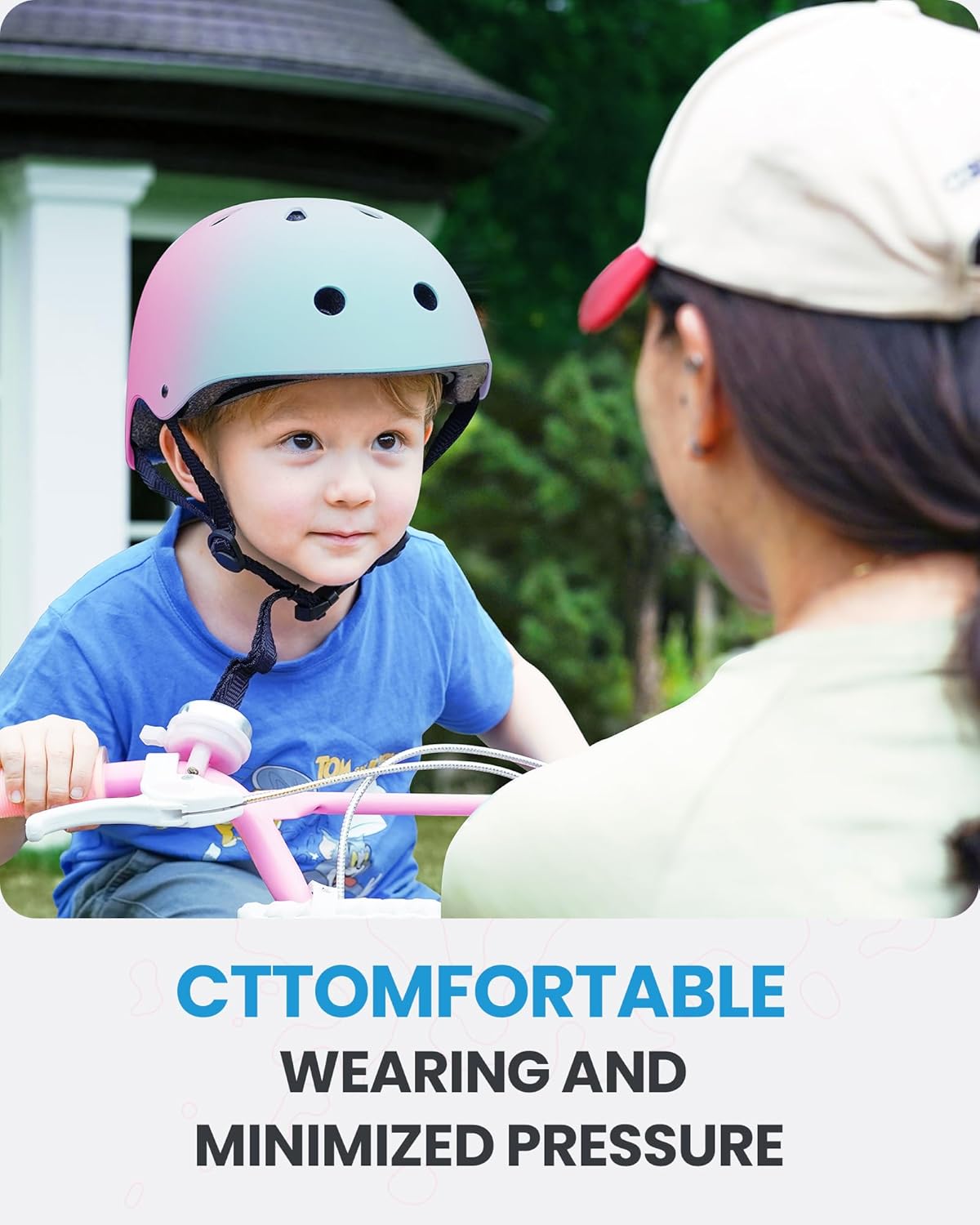 OutdoorMaster Youth & Kids Bike Helmet - Adjustable Multi-Sports Skateboard Helmet with Removable Liners for Balance Bike, Toddler Scooter, One Wheel Hoverboard-Blue pink gradient-Medium