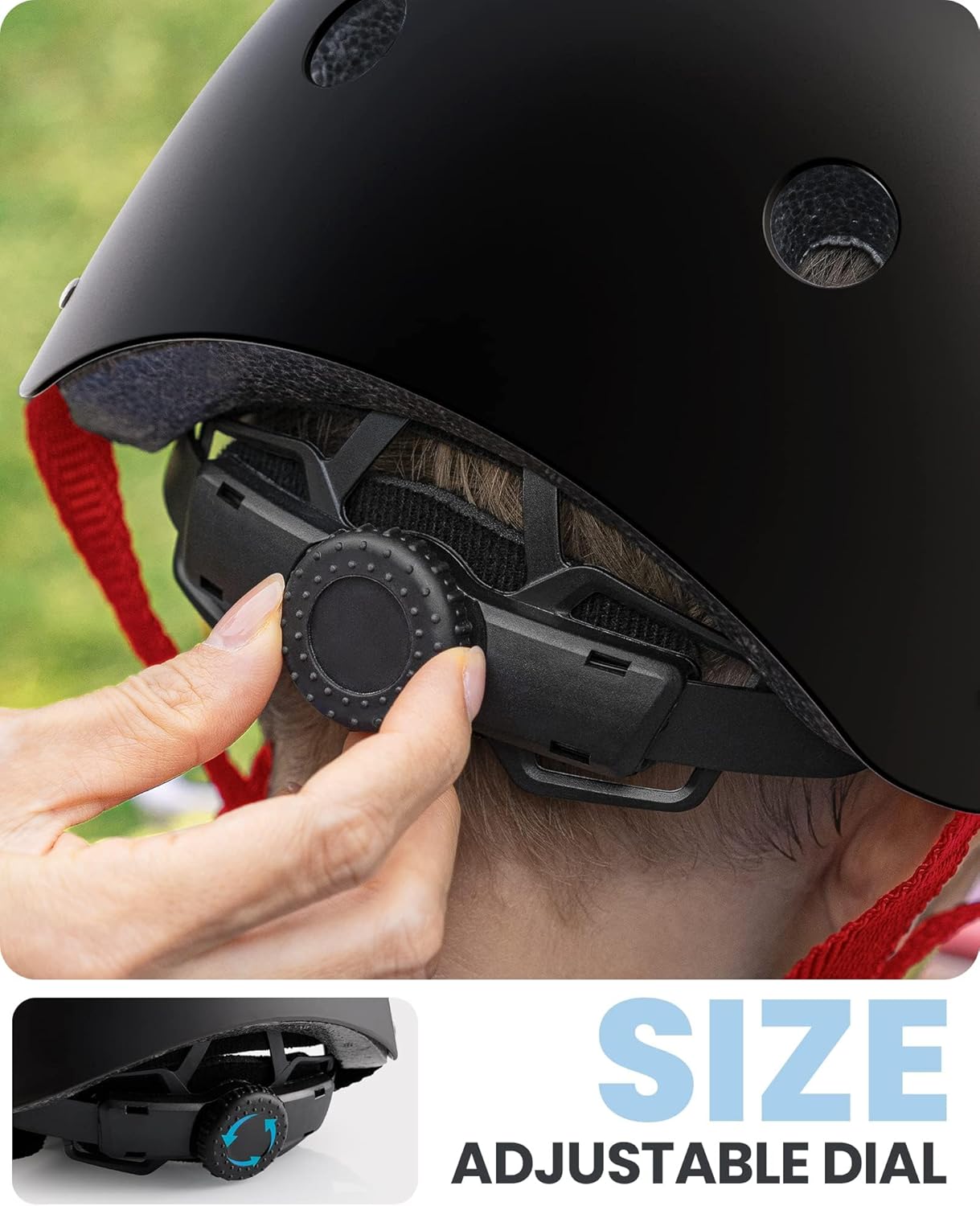 OutdoorMaster Youth & Kids Bike Helmet - Adjustable Multi-Sports Skateboard Helmet with Removable Liners for Balance Bike, Toddler Scooter, One Wheel Hoverboard-Black Red-Large