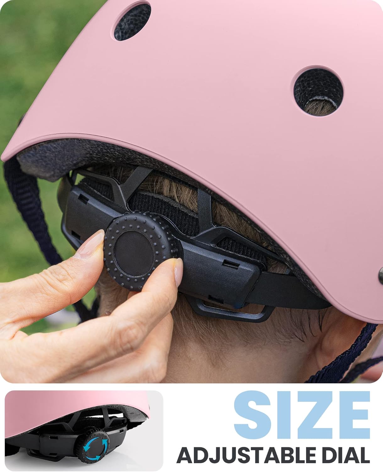 OutdoorMaster Youth & Kids Bike Helmet - Adjustable Multi-Sports Skateboard Helmet with Removable Liners for Balance Bike, Toddler Scooter, One Wheel Hoverboard-Light Pink-Medium