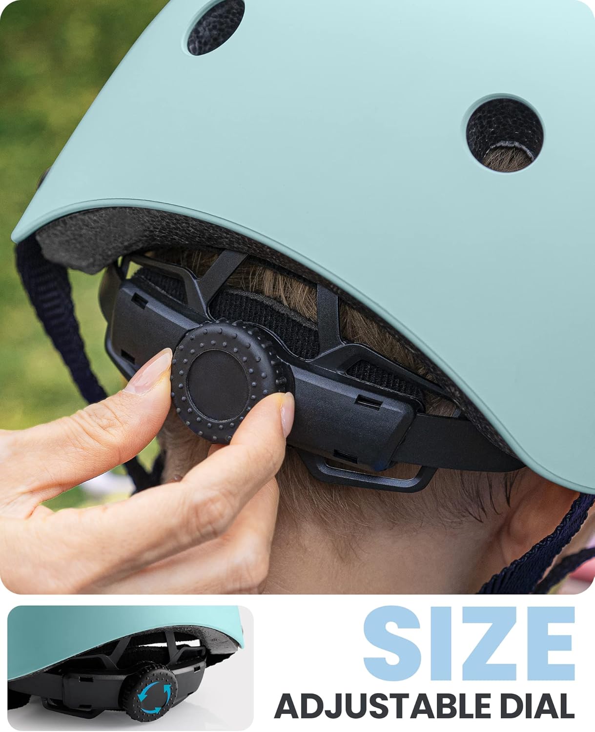 OutdoorMaster Youth & Kids Bike Helmet - Adjustable Multi-Sports Skateboard Helmet with Removable Liners for Balance Bike, Toddler Scooter, One Wheel Hoverboard-Mint Green-Small