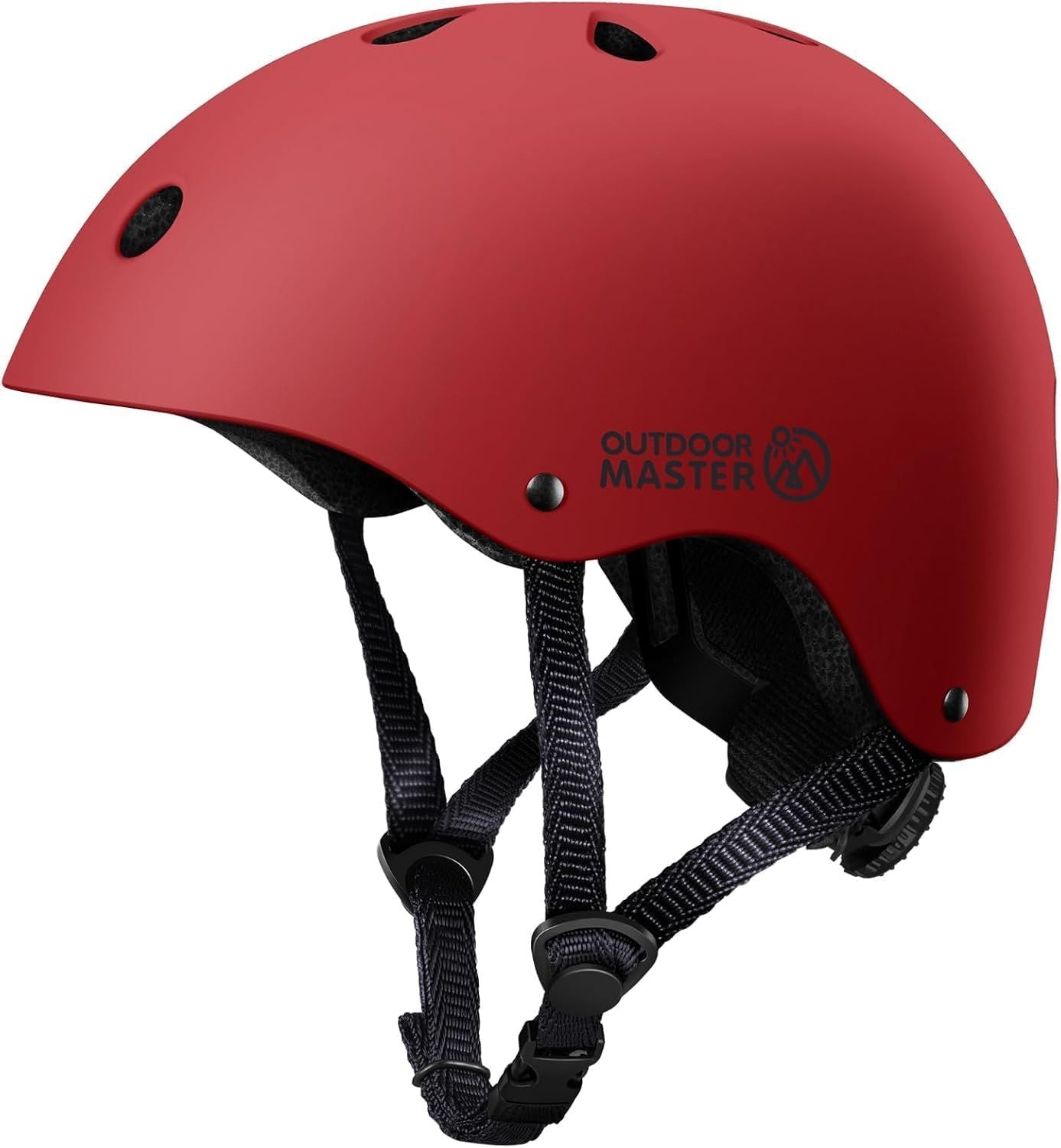 OutdoorMaster Youth & Kids Bike Helmet - Adjustable Multi-Sports Skateboard Helmet with Removable Liners for Balance Bike, Toddler Scooter, One Wheel Hoverboard-Red-L
