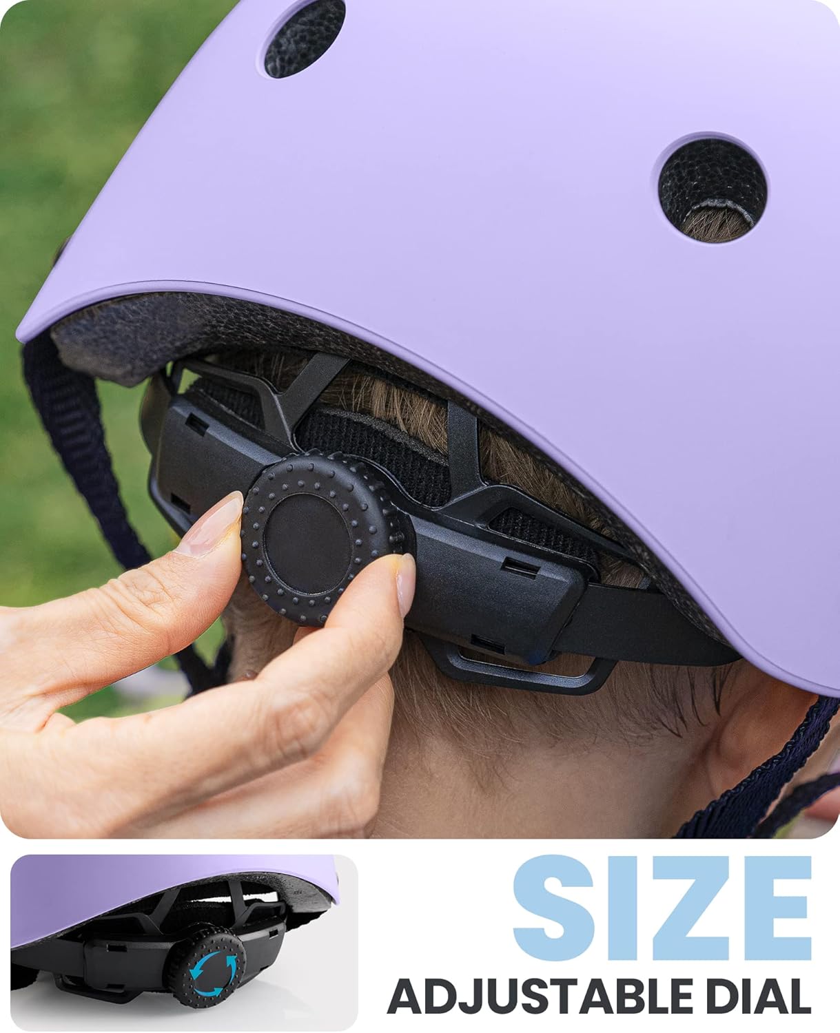 OutdoorMaster Youth & Kids Bike Helmet - Adjustable Multi-Sports Skateboard Helmet with Removable Liners for Balance Bike, Toddler Scooter, One Wheel Hoverboard-Taro purple-Small