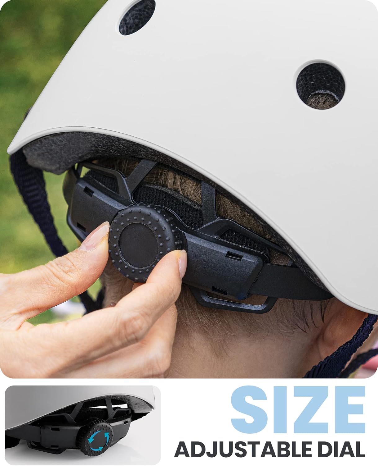 OutdoorMaster Youth & Kids Bike Helmet - Adjustable Multi-Sports Skateboard Helmet with Removable Liners for Balance Bike, Toddler Scooter, One Wheel Hoverboard-White-Large