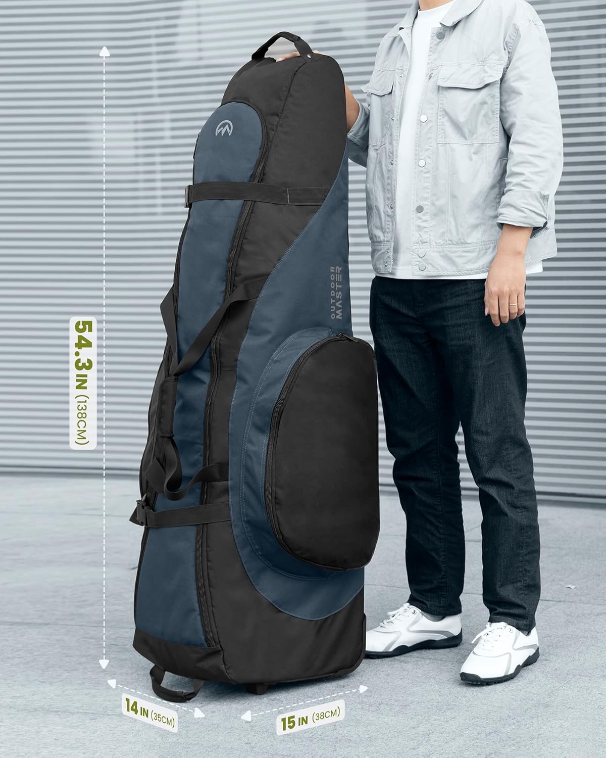Golf Accessories: OutdoorMaster Padded Golf Club Travel Bag with Wheels, 900D Heavy Duty Oxford Waterproof -Alligators-Blue