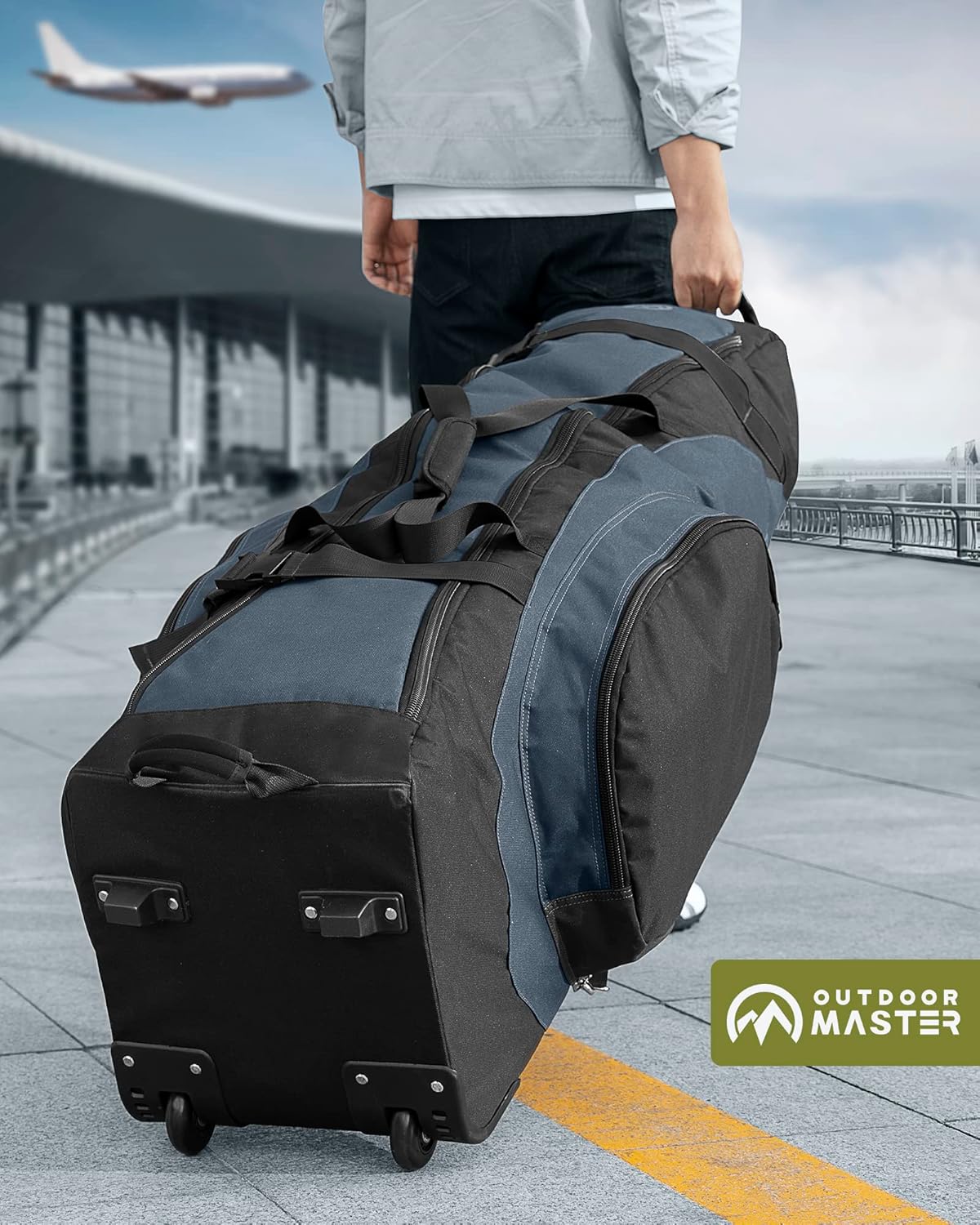 Golf Accessories: OutdoorMaster Padded Golf Club Travel Bag with Wheels, 900D Heavy Duty Oxford Waterproof -Alligators-Blue