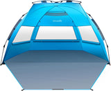 Tents: OutdoorMaster Pop Up 3-4 Person Beach Tent X-Large - Easy Setup, Portable Beach Shade Canopy Folding Sun Shelter with UPF 50+ UV Protection Removable Skylight Family Size (Blue)