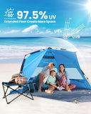 Tents: OutdoorMaster Pop Up 3-4 Person Beach Tent X-Large - Easy Setup, Portable Beach Shade Canopy Folding Sun Shelter with UPF 50+ UV Protection Removable Skylight Family Size (Blue)