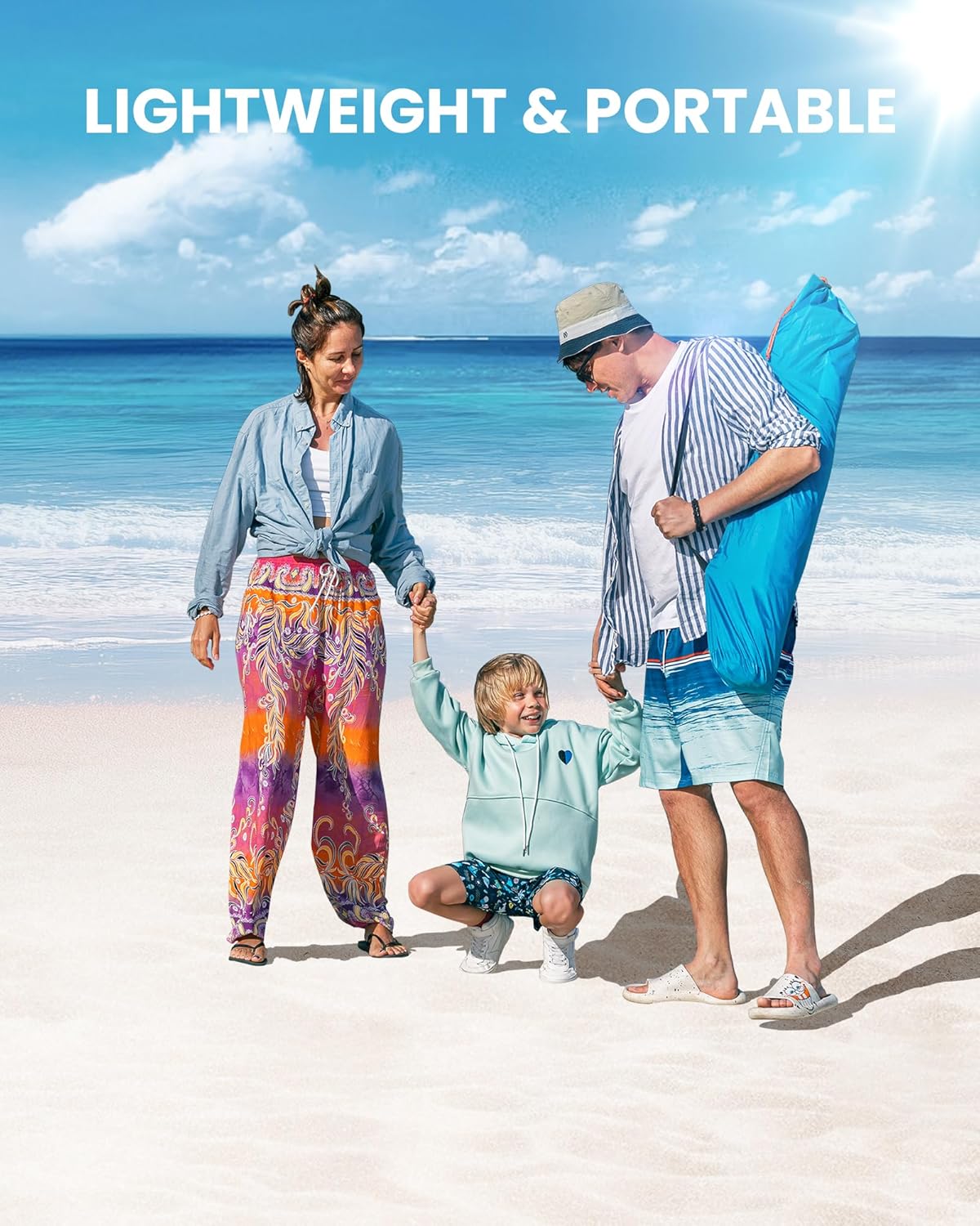 Tents: OutdoorMaster Pop Up 3-4 Person Beach Tent X-Large - Easy Setup, Portable Beach Shade Canopy Folding Sun Shelter with UPF 50+ UV Protection Removable Skylight Family Size (Blue)