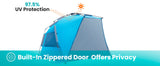 Tents: OutdoorMaster Pop Up 3-4 Person Beach Tent X-Large - Easy Setup, Portable Beach Shade Canopy Folding Sun Shelter with UPF 50+ UV Protection Removable Skylight Family Size (Blue)