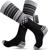 OutdoorMaster Ski Socks 2-Pack Merino Wool, Over The Calf Non-Slip Cuff for Men & Women-Black,Large