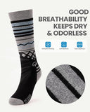 OutdoorMaster Ski Socks 2-Pack Merino Wool, Over The Calf Non-Slip Cuff for Men & Women-Black,Large