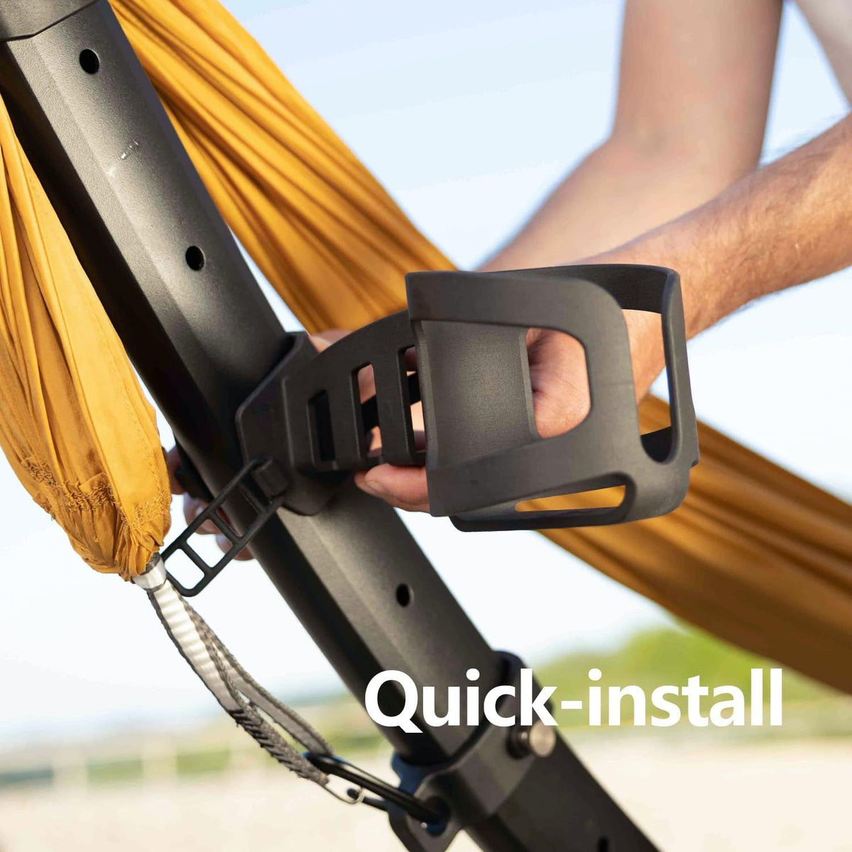anymaka Quick-Install Cup Holder Prevents Spills - Convenient Storage of Cup, Phone, and Keys - Compatible with Hammock Stand(Cup Holder for Hammock Stand Black)