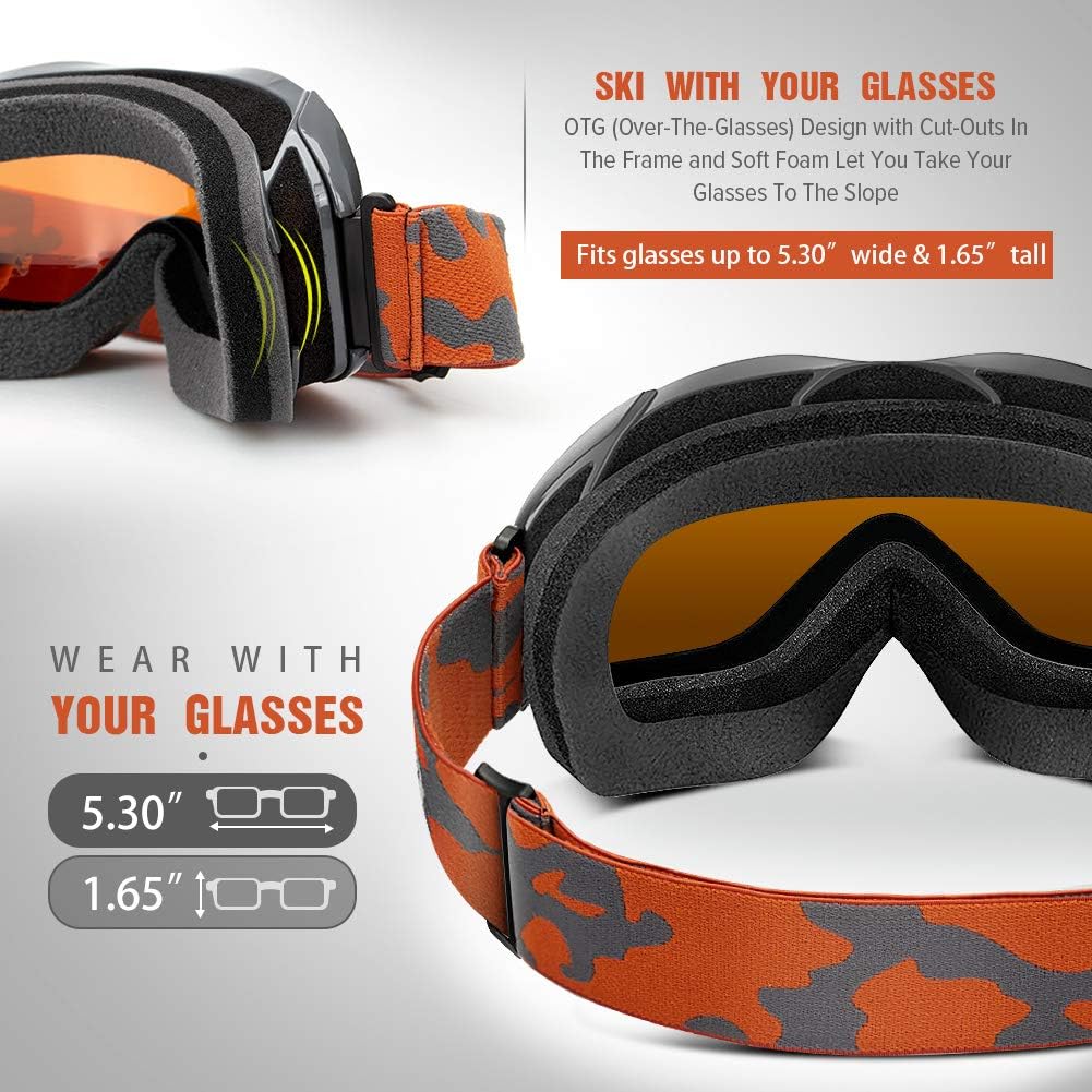 Skiing & Accessories: OutdoorMaster OTG Ski Goggles - Over Glasses Ski/Snowboard Goggles for Men, Women & Youth - 100% UV Protection-OM-5
