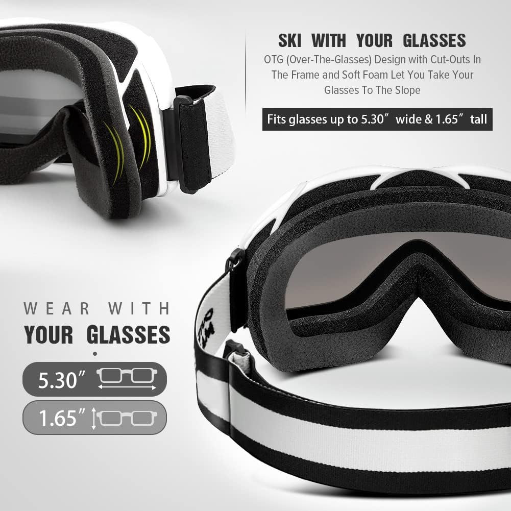Skiing & Accessories: OutdoorMaster OTG Ski Goggles - Over Glasses Ski/Snowboard Goggles for Men, Women & Youth - 100% UV Protection--OM-5