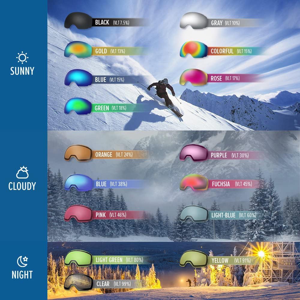 Skiing & Accessories: OutdoorMaster OTG Ski Goggles - Over Glasses Ski/Snowboard Goggles for Men, Women & Youth - 100% UV Protection--OM-5